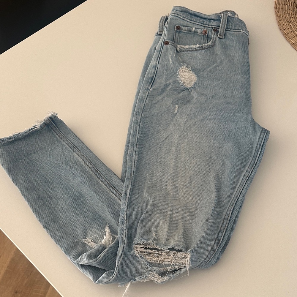 Abercrombie & Fitch Light Blue Distressed The Skinny Highrise
